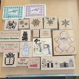 Stampin Up lot of 18 Christmas stamps and ink pads (set D)